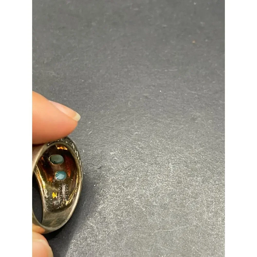 Vintage Sterling Silver 925 Larimar Ring NK Thailand 5 Stone Cabochon Size 9.5